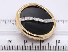 Fabulous Yellow Gold Black Onyx and Diamond Swirl Earrings
