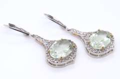 Sterling Silver Prasiolite and White Topaz Fancy Earrings