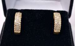 Amazing Partial Hoop Diamond Earrings in 14K Yellow Gold