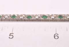 Brilliant Emerald and Diamond 14K Palladium White Gold Bracelet