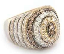 Powerful Chocolate Diamond and White Diamond Dome Ring in White Gold