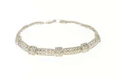 10K White Gold Squared Sparkly Studded Pattern Statement Bracelet