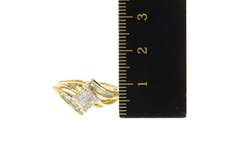 14K Yellow Gold 0.46 Ctw Princess Diamond Squared Engagement Ring