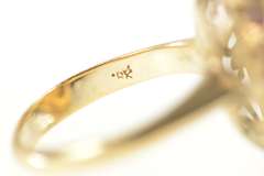 18K Yellow Gold Victorian Natural Opal Ruby Halo Statement Ring