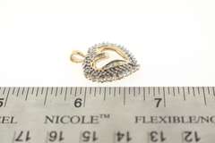 10k Gold Contemporary Heart Pendant Studded with Diamonds