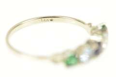 14K White Gold Retro Sim. Emerald Blue Topaz Sapphire CZ Ring