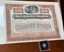 United States Steel Corporation stock along with a steel penny.