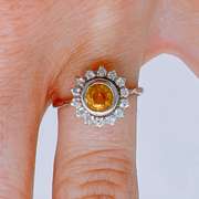 14kt White Gold, Yellow Sapphire, & Diamond Ring