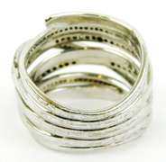Fabulous Wide White & Black Diamonds Sterling Ring, 6