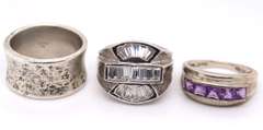 Group Lot of 3 Sterling Silver Rings