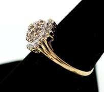 Hexagonal Diamond Halo Ring with 10k Gold