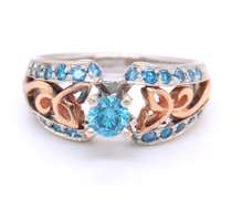 Incredible 18kt White and Rose Gold Blue Diamond Ring