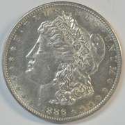 Blazing BU 1886-S Morgan Silver Dollar. Key date in MS60