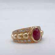 18kt Yellow Gold, Ruby, & Diamond Band Ring