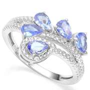 1.00 CT TANZANITE & DIAMOND 925 STERLING SILVER RING