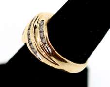 Contemporary 10k Gold Quadruple Row Channel Set Diamond Ring