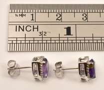 Heart Shaped Amethyst & Diamond Earrings
