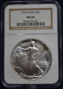 1992 American Silver Eagle NGC MS69
