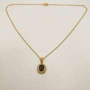 18kt Gold, Blue Sapphire, & Diamond Necklace