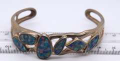 Vintage Sterling Silver Signed Inlay Cuff Bangle