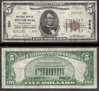 $5 1929-II NBN Pittsburgh PA Ch. 252 Circulated