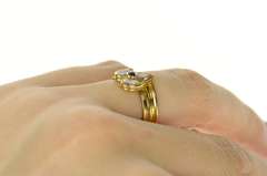 18K Yellow Gold Pear Cluster Sapphire Accent Floral CZ Bypass Ring