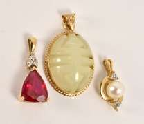 Diverse Group of 3 Stone Pendants