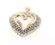 10k Gold Contemporary Heart Pendant Studded with Diamonds