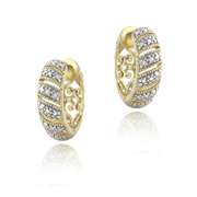 18K Gold over Sterling Silver Diamond Accent Fashion Hoop Earrings