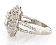Significant White Gold 3.01ctw Round Diamond Hexagonal Triple Engagement Ring