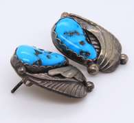 Vintage Sterling Silver Signed Turquise Earrings
