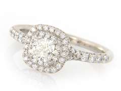 Tiffany & Co Cushion Diamond Solesto Double Frame Engagement Ring