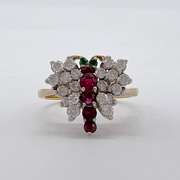 18kt Gold, Diamond, Ruby, & Emerald Butterfly Ring