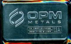 Pure .999 Fine Silver 10 Troy Oz OPM Bar in plastic