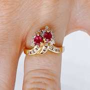 18kt Yellow Gold, Ruby, & Diamond Ring