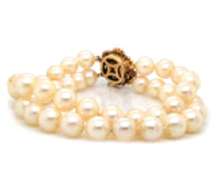 Stunning Cultured Pearl Double Strand Sapphire Flower Clasp Bracelet