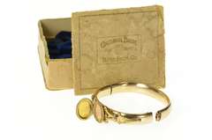 Gold Filled Victorian JL Monogram Ornate Photo Locket Bracelet