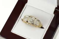 14K Yellow Gold Art Deco Ornate Floral Filigree Statement Ring