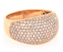 Attractive Rose Gold Diamond Multi Row Dome Ring