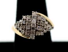 Tidal Cluster of Diamonds on 10k Gold Band