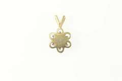 14K Yellow Gold Flower Diamond Flower Cluster Pendant