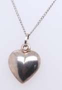 Vintage Sterling Silver Heart Shaped Pendant on Chain