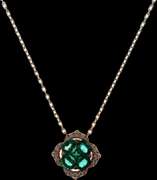 Bold 18kt Yellow Gold Necklace With Diamond Emerald Pendant