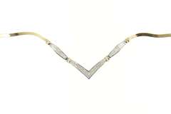 14K Yellow Gold 2.17 Ctw Princess Pave Chevron Cluster Chain Necklace