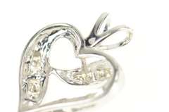 10K White Gold Classic Diamond Inset Curvy Heart Love Symbol Pendant
