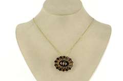 14K Yellow Gold Victorian Ornate Oval Black Onyx Mourning Pin/Brooch