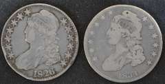 Pair Of Capped Bust Half Dollars, Circulated