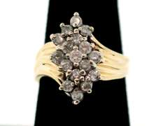 Undulating Diamond Cluster 10k Gold Ring