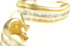 14K Yellow Gold 0.97 Ctw Diamond Baguette Wavy French Clip Earrings