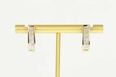 14K Yellow Gold 0.60 Ctw Princess Diamond Squared Hoop Earrings